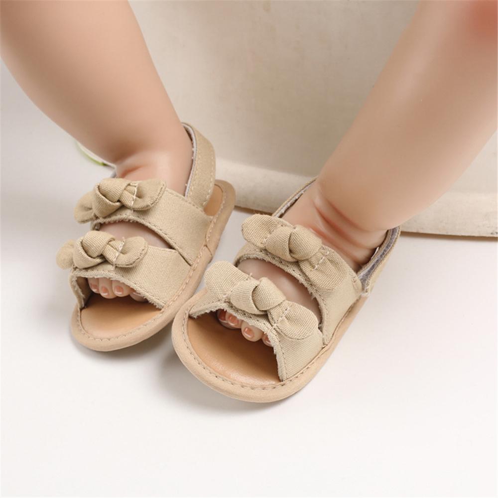 Baby Bow Decor Striped Magic Tape Sandals Children Wholesale Shoes