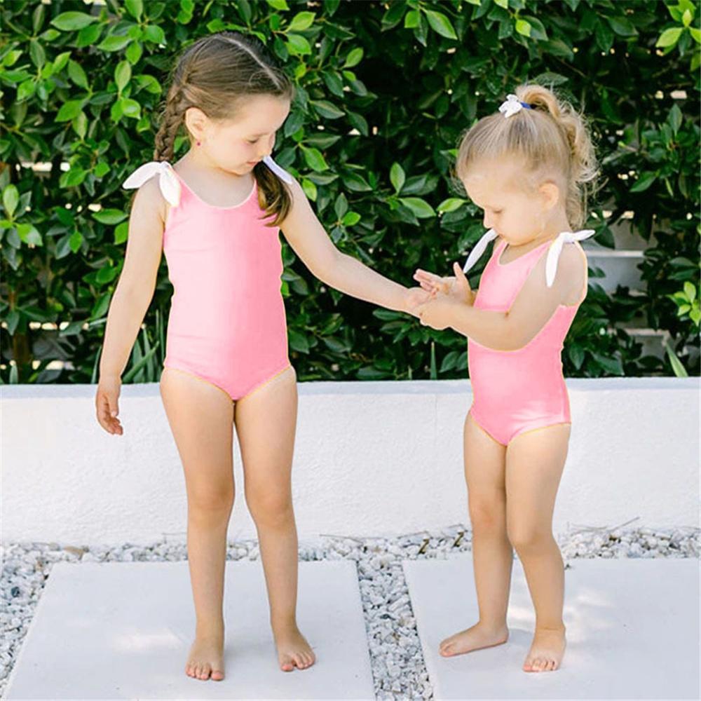 Girls Bow Decor Swimwear Toddler One Piece Swimsuit