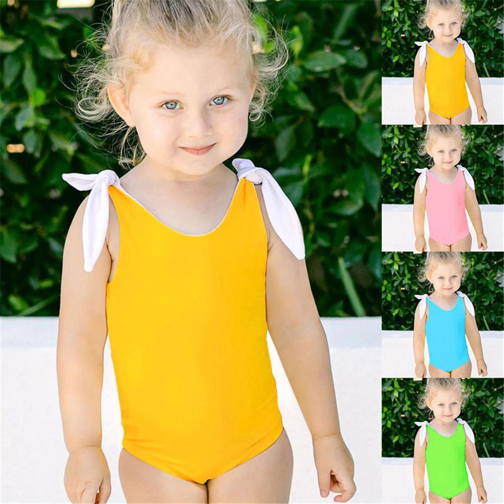 Girls Bow Decor Swimwear Toddler One Piece Swimsuit