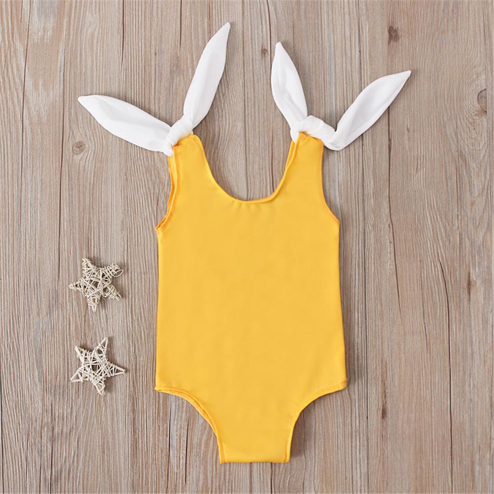 Girls Bow Decor Swimwear Toddler One Piece Swimsuit