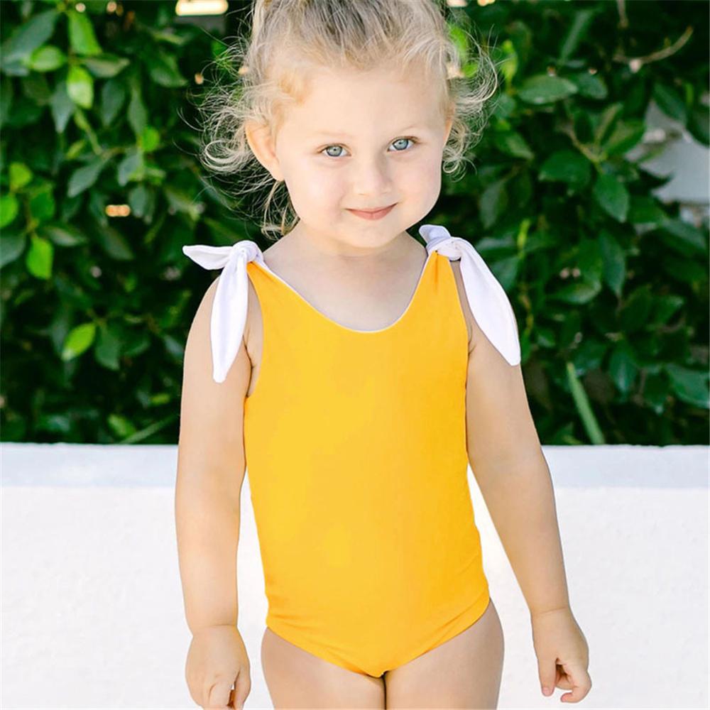 Girls Bow Decor Swimwear Toddler One Piece Swimsuit