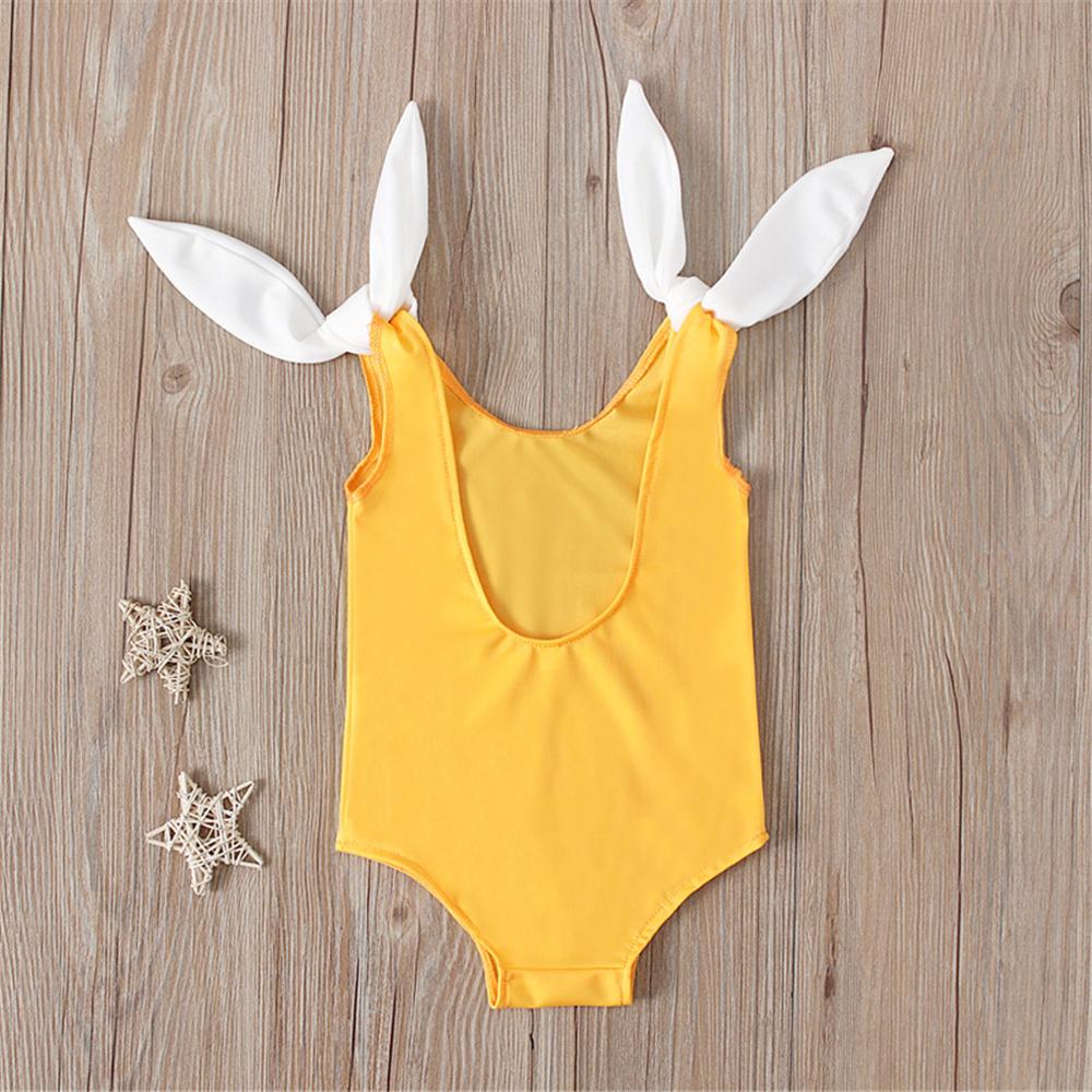 Girls Bow Decor Swimwear Toddler One Piece Swimsuit