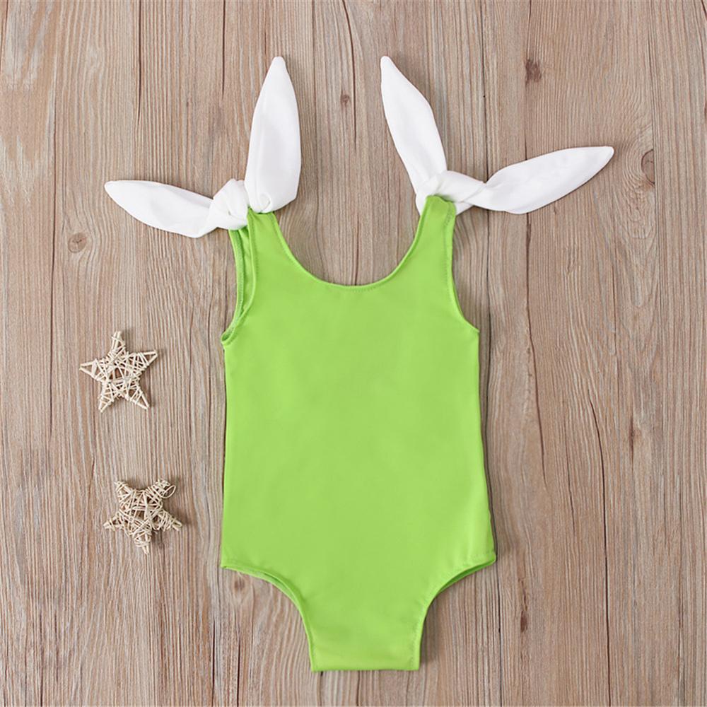 Girls Bow Decor Swimwear Toddler One Piece Swimsuit