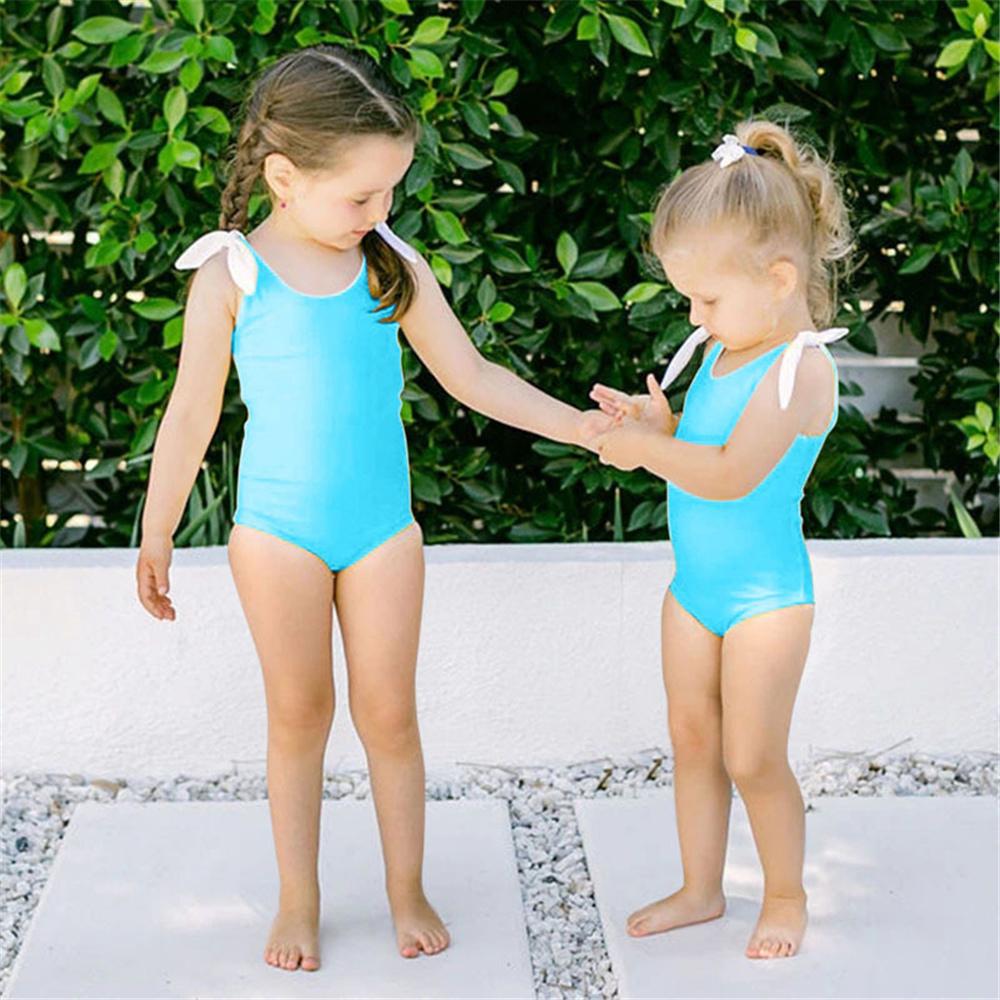 Girls Bow Decor Swimwear Toddler One Piece Swimsuit