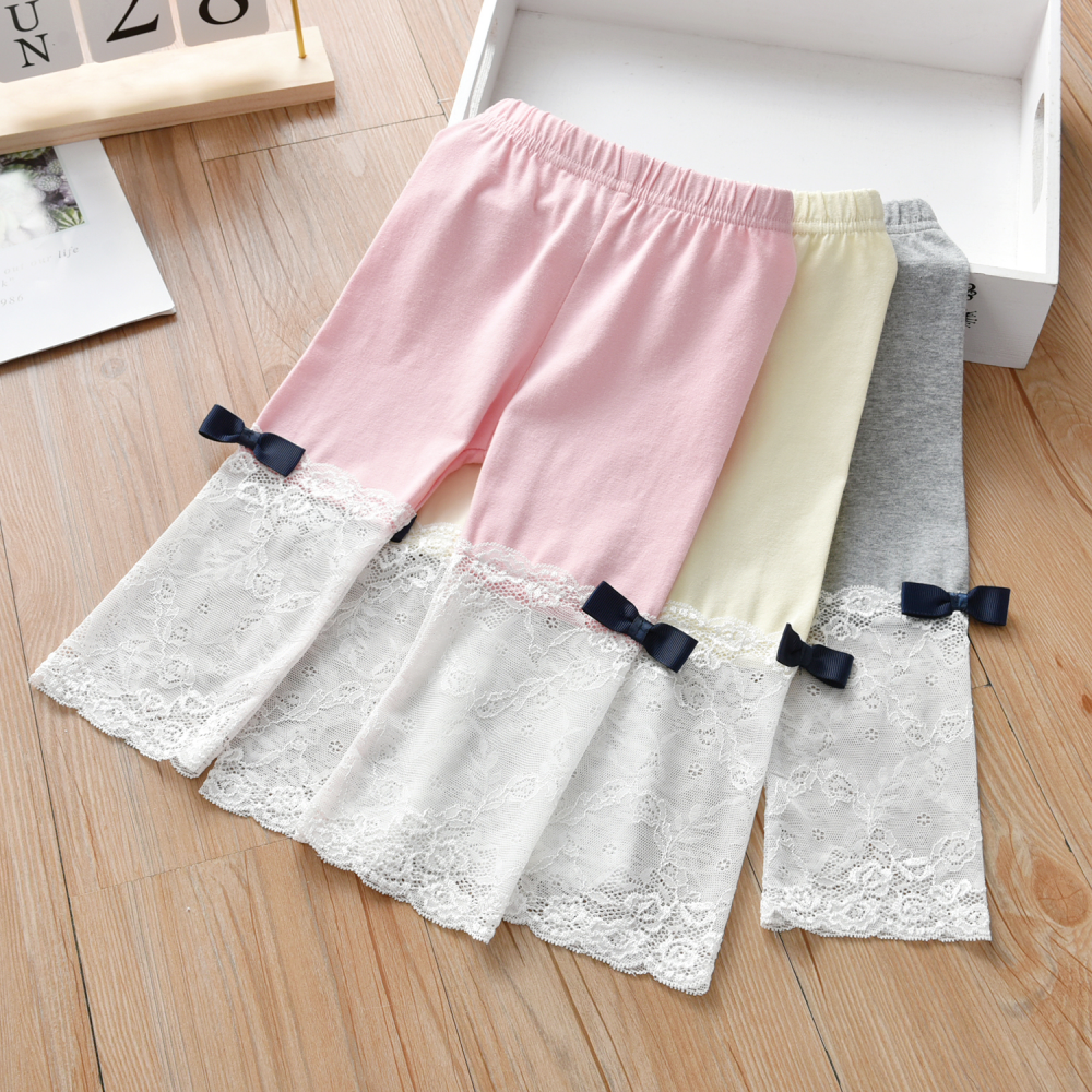 Girls Bow Lace Splicing Pants trendy kids wholesale clothing