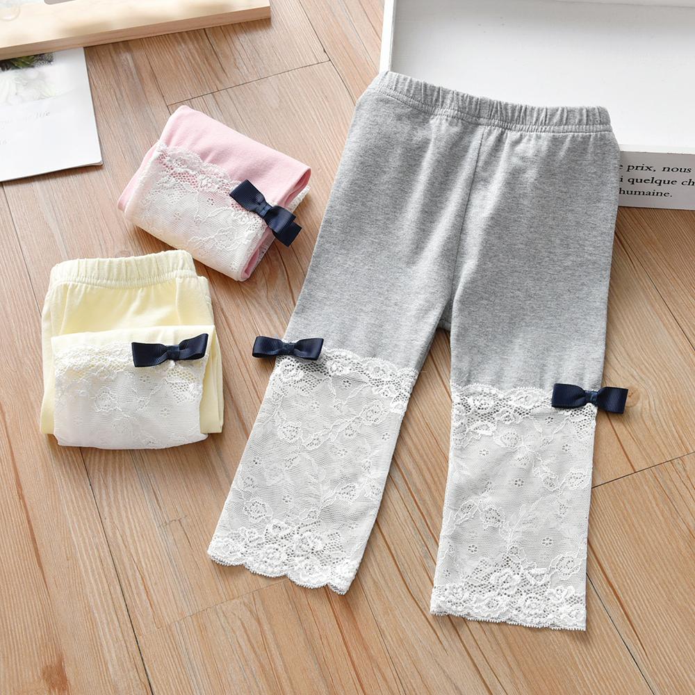 Girls Bow Lace Splicing Pants trendy kids wholesale clothing