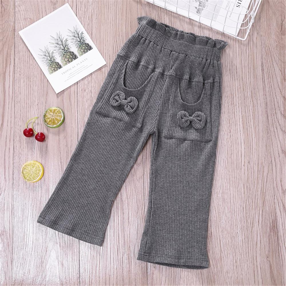 Toddler Girls Bow Solid Pocket Pants Wholesale Girls Leggings