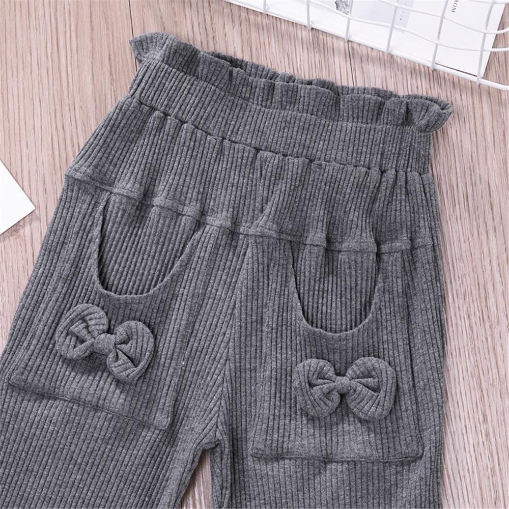 Toddler Girls Bow Solid Pocket Pants Wholesale Girls Leggings