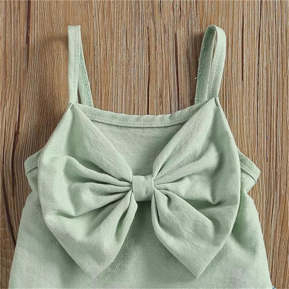 Girls Bow Solid Sling Top & Beading Jeans Kids Clothing Vendors