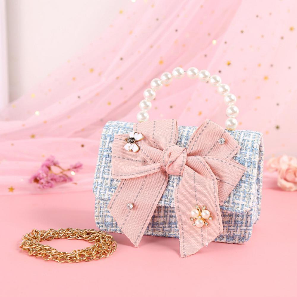 Bowknot Portable Pearl One-shoulder Diagonal Cute Bag Children's Bags Wholesale
