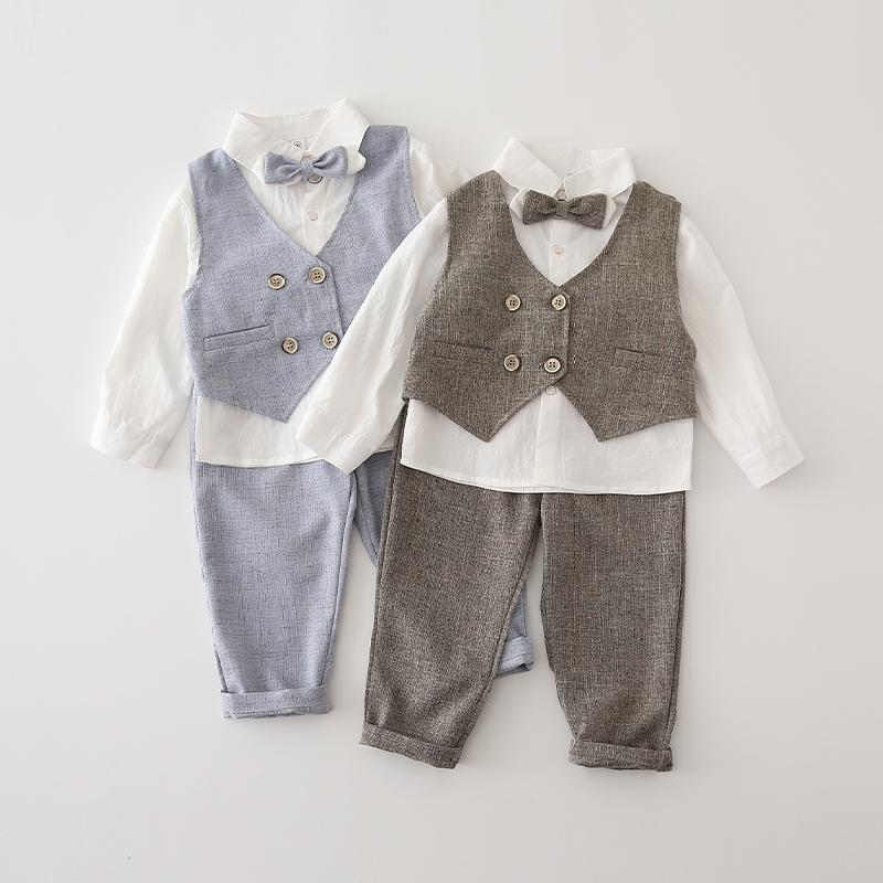 Boy'S Dress Suit Suit Vest Three-Piece Suit Trendy Kids Wholesale Clothing