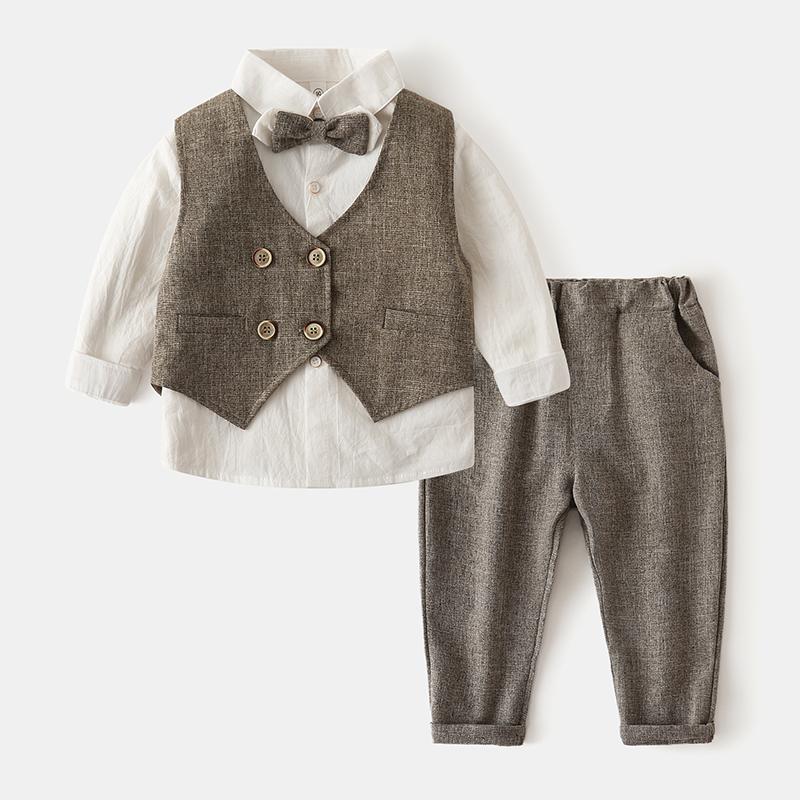 Boy'S Dress Suit Suit Vest Three-Piece Suit Trendy Kids Wholesale Clothing