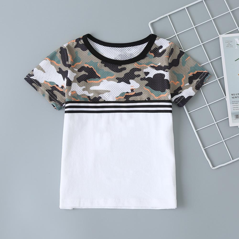 Boy'S Suit Summer New Children'S Male Treasure Short-Sleeved Camouflage Contrast Short-Sleeved Two-Piece Shorts Wholesale Boy Clothes