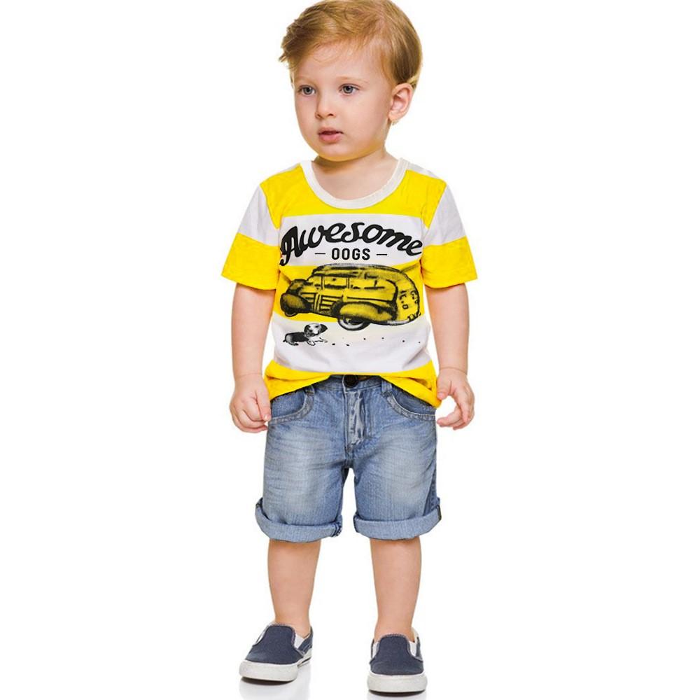 Boys Car Stripe Pattern Top & Jean Wholesale Toddler Boy Clothes