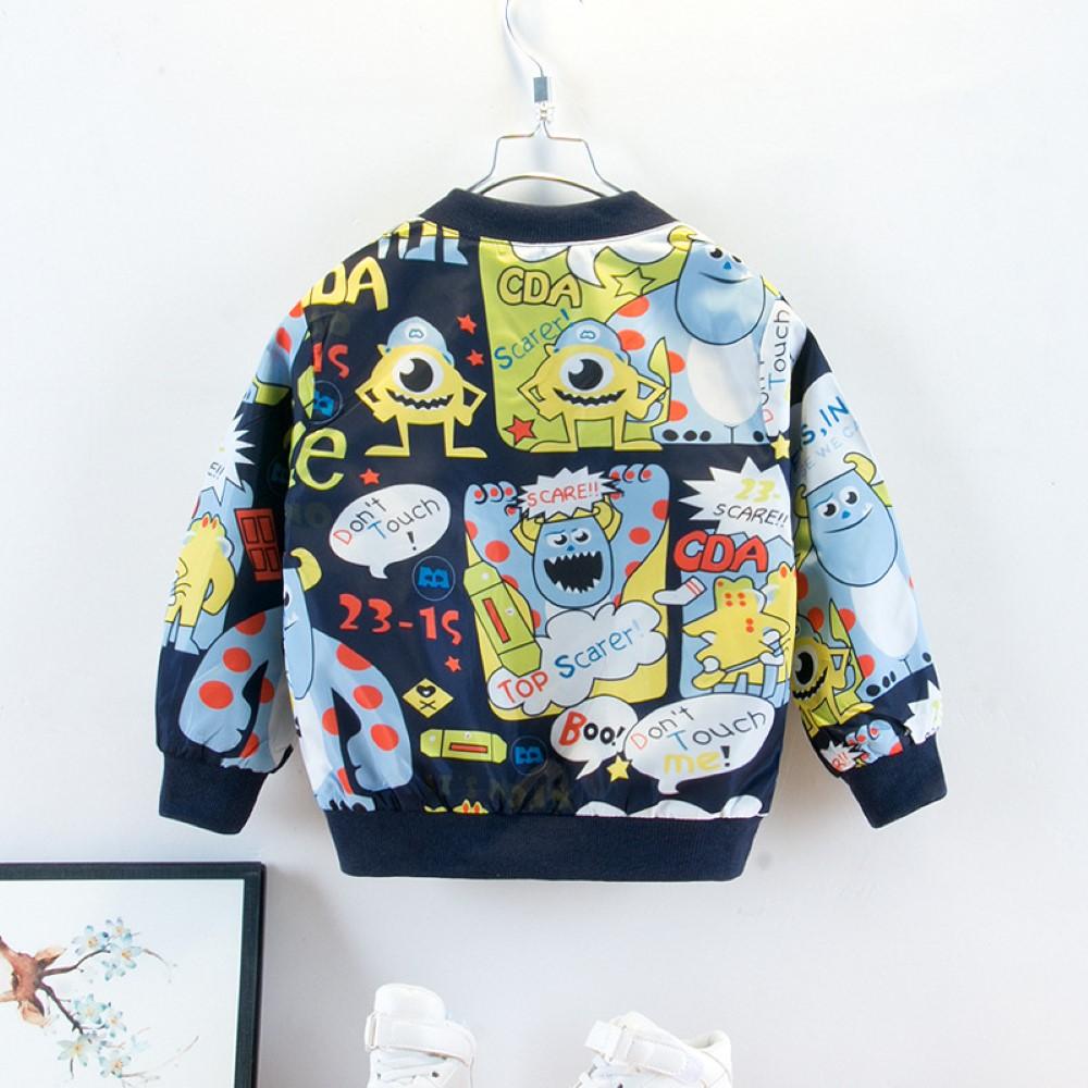 Boys Cartoon Little Monster Printed Jacket Wholesale Boys Clothing