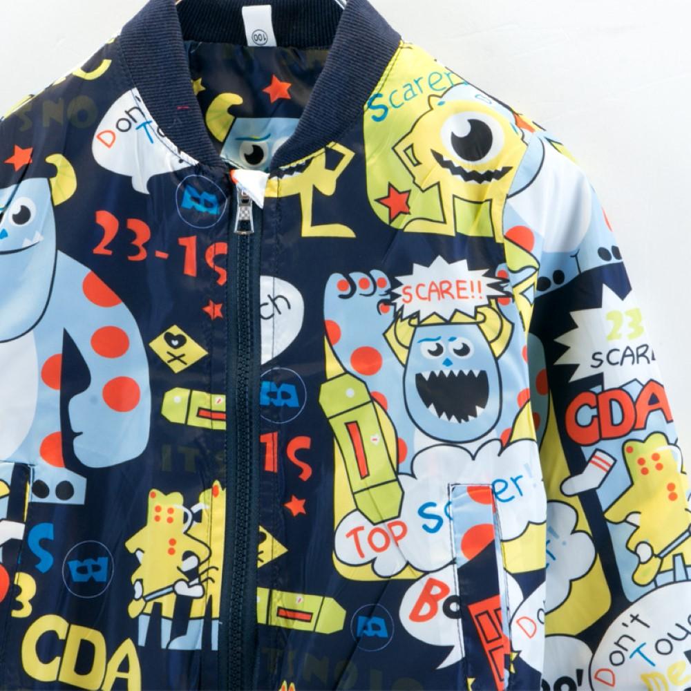 Boys Cartoon Little Monster Printed Jacket Wholesale Boys Clothing