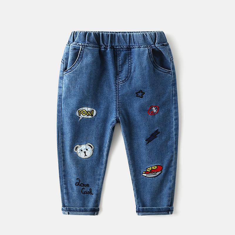 Boys Casual Cartoon Print Jeans Trousers Trendy Kids Wholesale Clothing