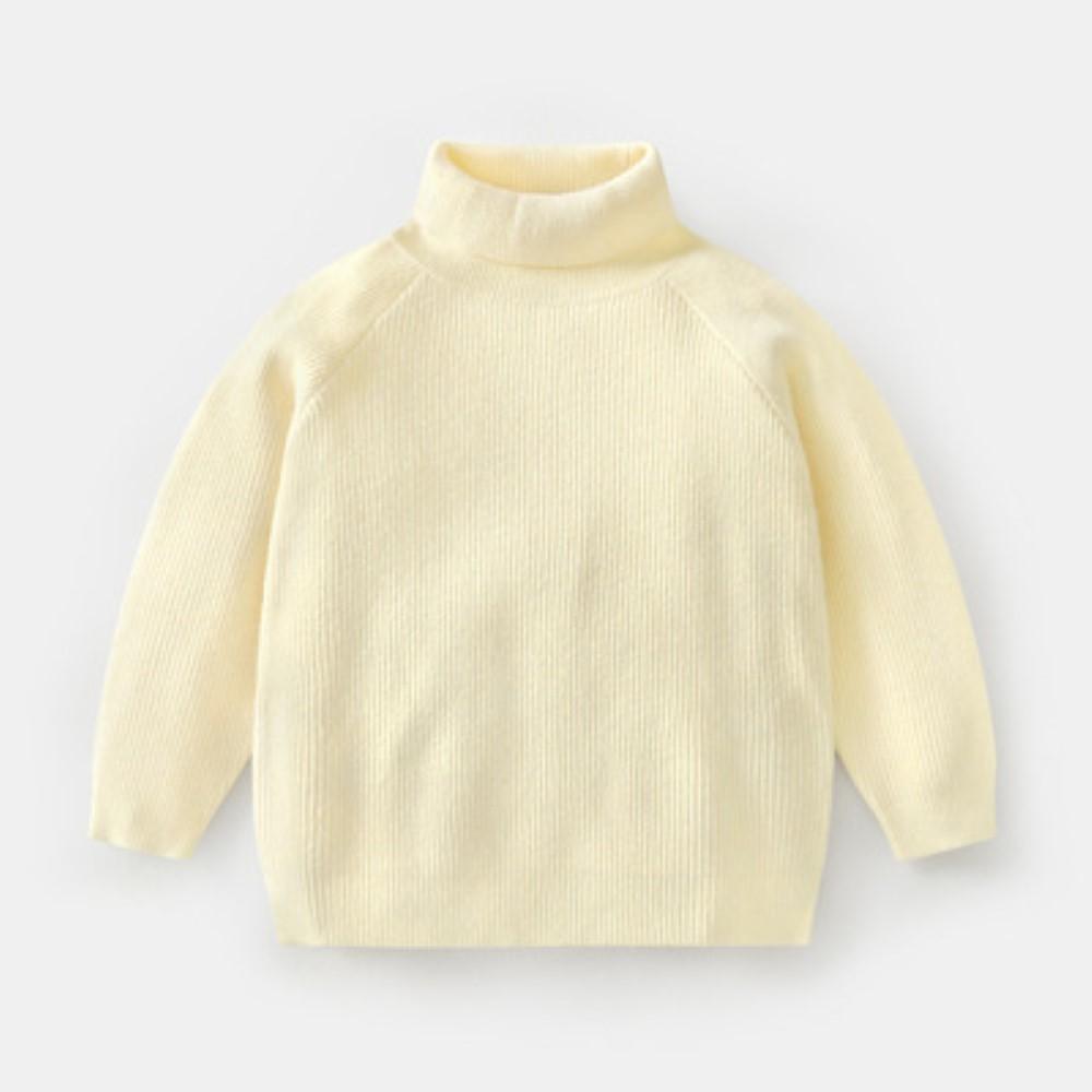 Boys High Neck Long Sleeves Solid Knitting Sweater Wholesale Boys Clothes