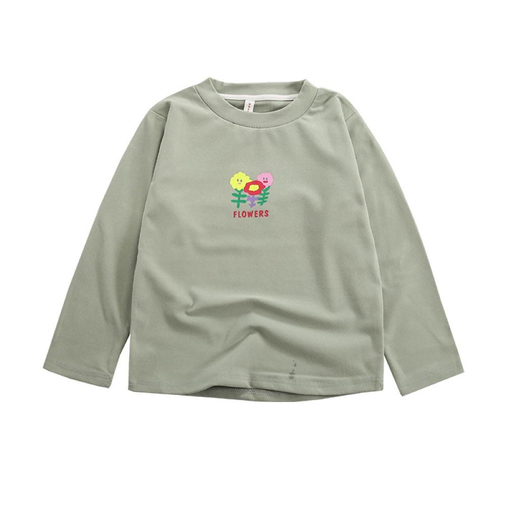 Boys Round Neck Flower Long Sleeve T-shirt Boy Wholesale Clothing