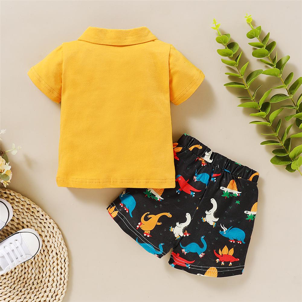 Boys Short Sleeve Animal Floral Printed Lapel Top & Shorts wholesale kids boutique clothing