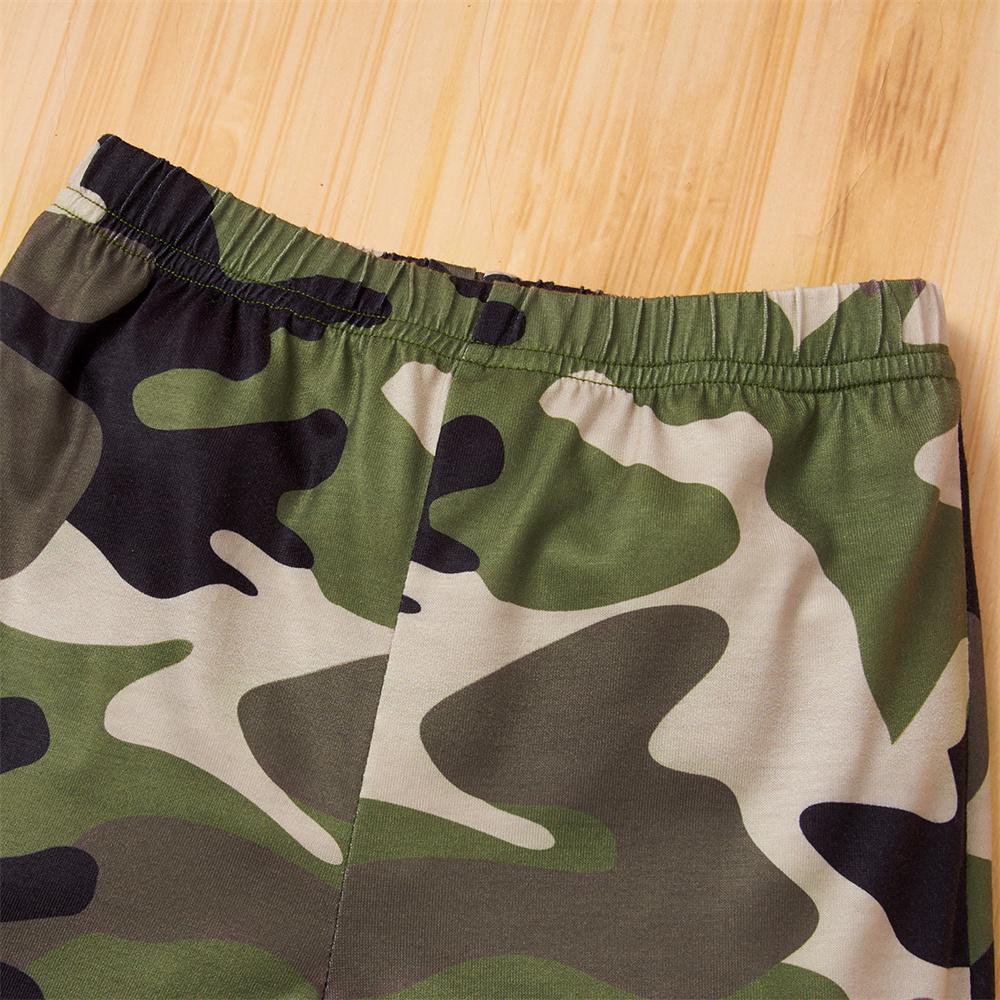 Boys Short Sleeve Cartoon Camouflage Letter Top & Shorts kids wholesale clothes