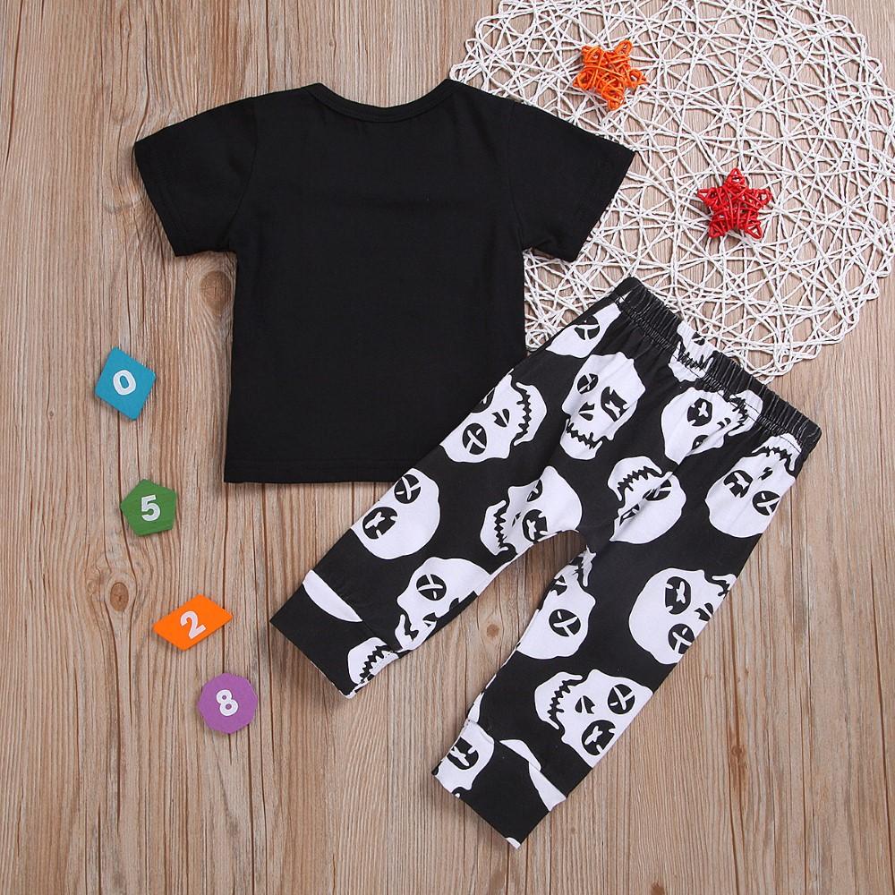 Boys Skull Pattern Letter Printed Top & Pants Boys Casual Suits