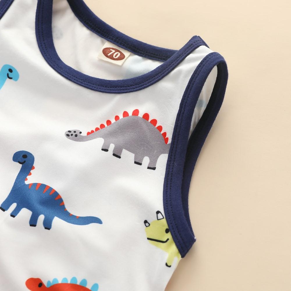 Boys Summer Baby Boy Cartoon Dinosaur Print Short Sleeve Vest & Shorts Baby Clothes Wholesale Bulk
