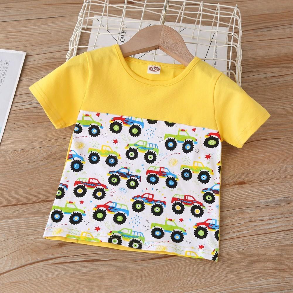 Boys Summer Boys Cartoon Car Printed Short Sleeve T-Shirt & Shorts Wholesale Boys Suits