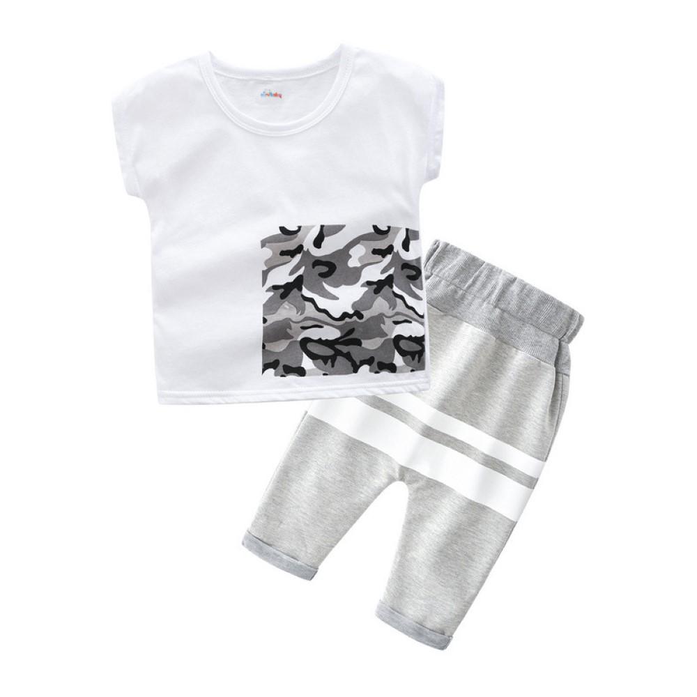 Boys Summer Boys' Black And White Camouflage Short Sleeve T-Shirt & Harem Pants Kids Clothing Suppliers