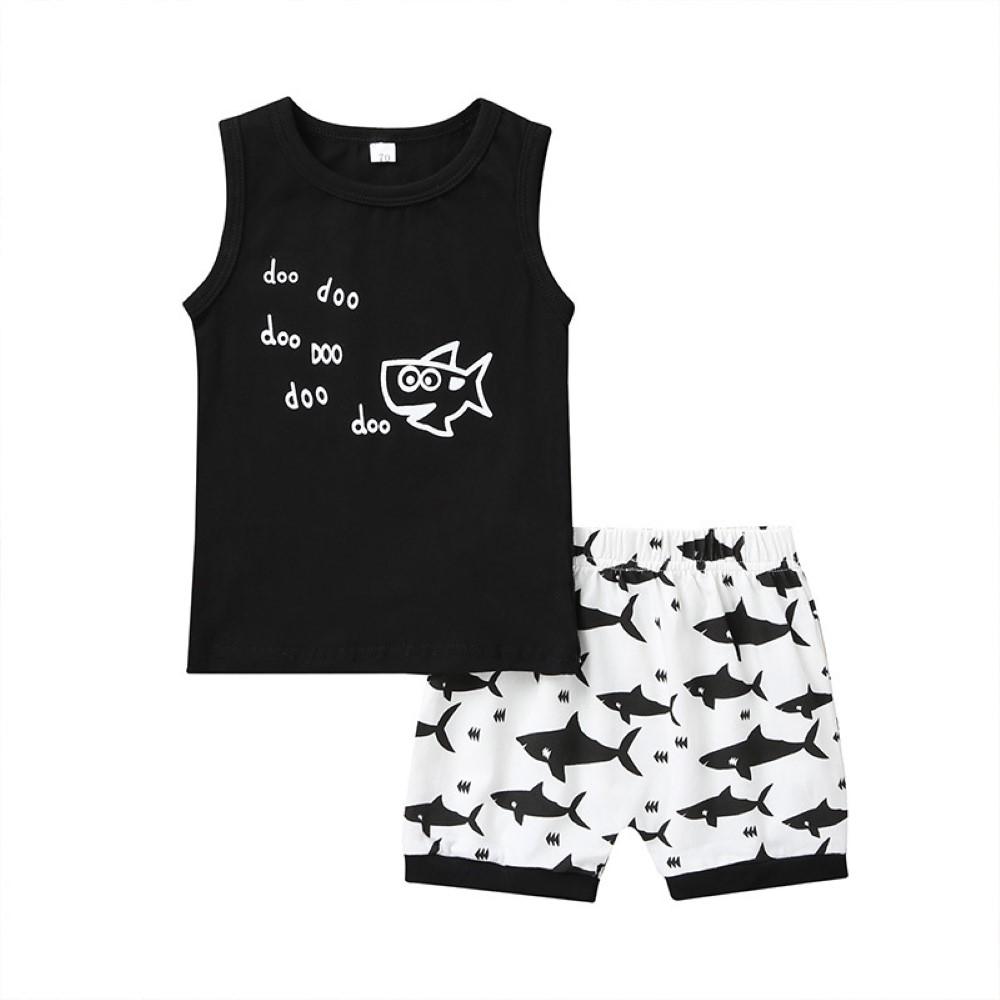 Boys Summer Boys' Cartoon Print Sleeveless Vest & Shorts Wholesale Clothing For Boys