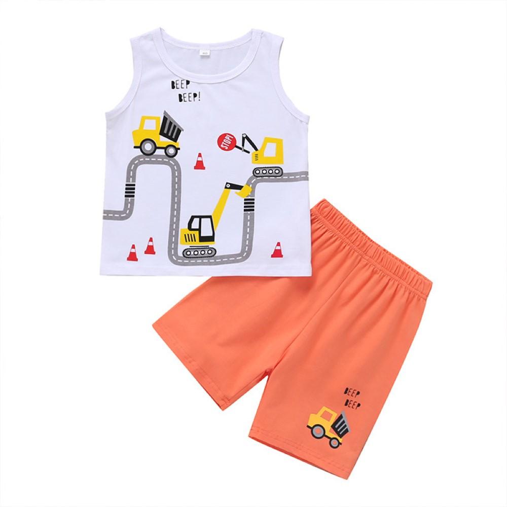 Boys Summer Boys' Cartoon Printed Round Neck Short Sleeve T-Shirt & Shorts Wholesale Boys Clothing Suppliers