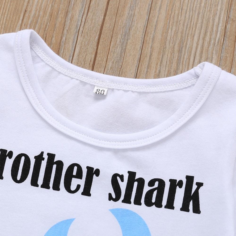 Boys Summer Boys' Cartoon Shark Letter Print Short Sleeve Round Neck T-Shirt & Shorts Boy Wholesale Clothing