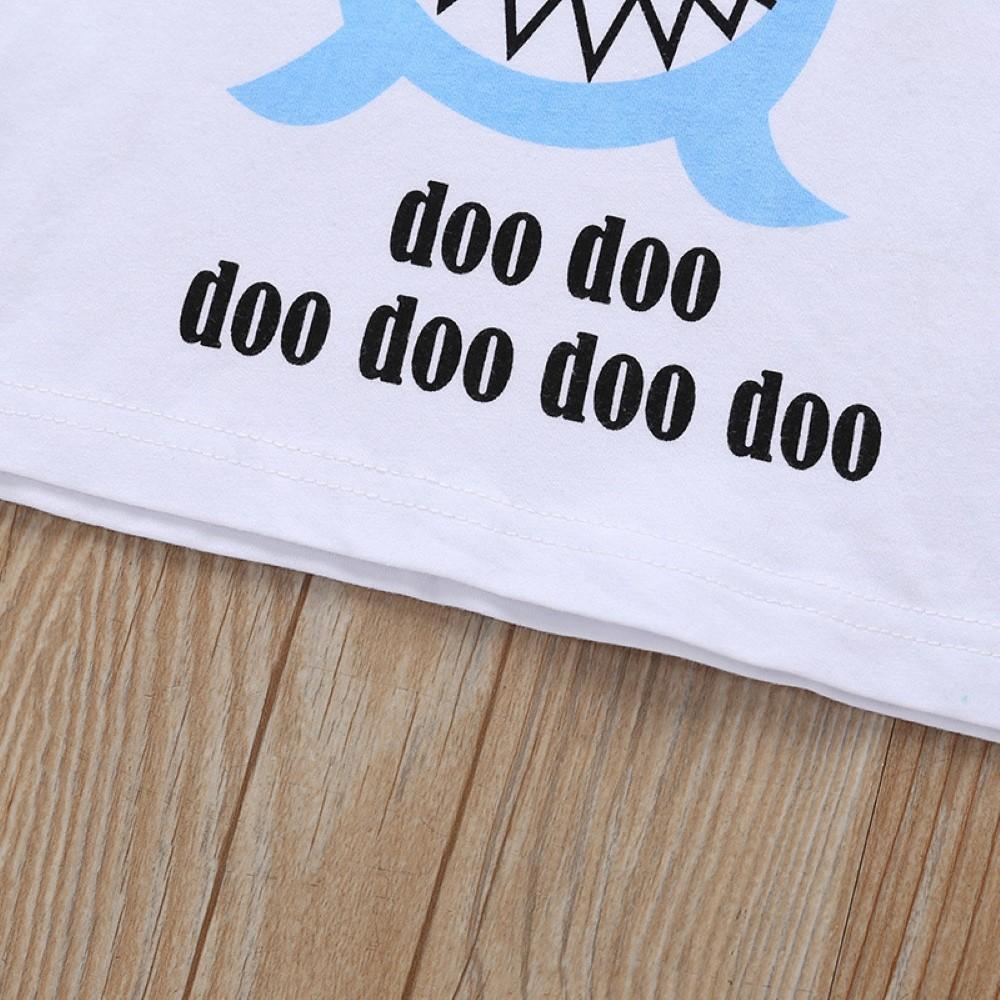 Boys Summer Boys' Cartoon Shark Letter Print Short Sleeve Round Neck T-Shirt & Shorts Boy Wholesale Clothing