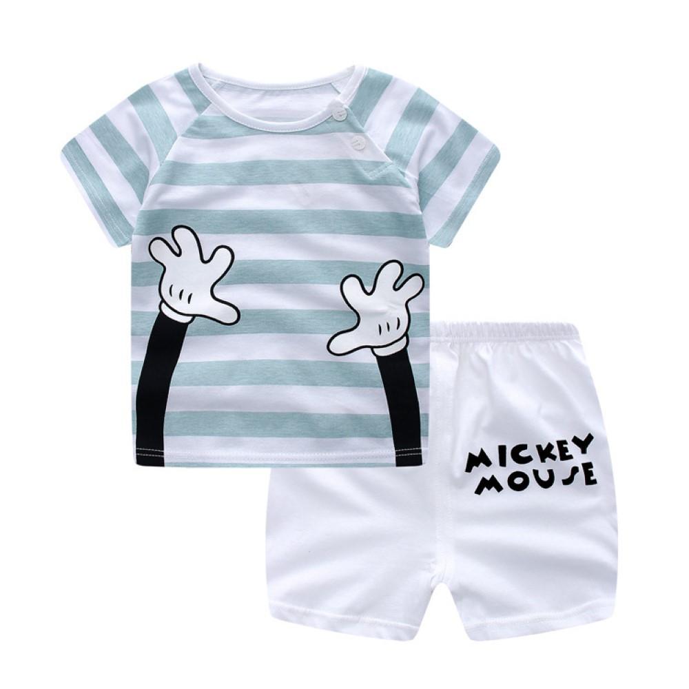 Boys Summer Boys' Cartoon Stripe Print & Shorts Wholesale Kids Boutique Clothing