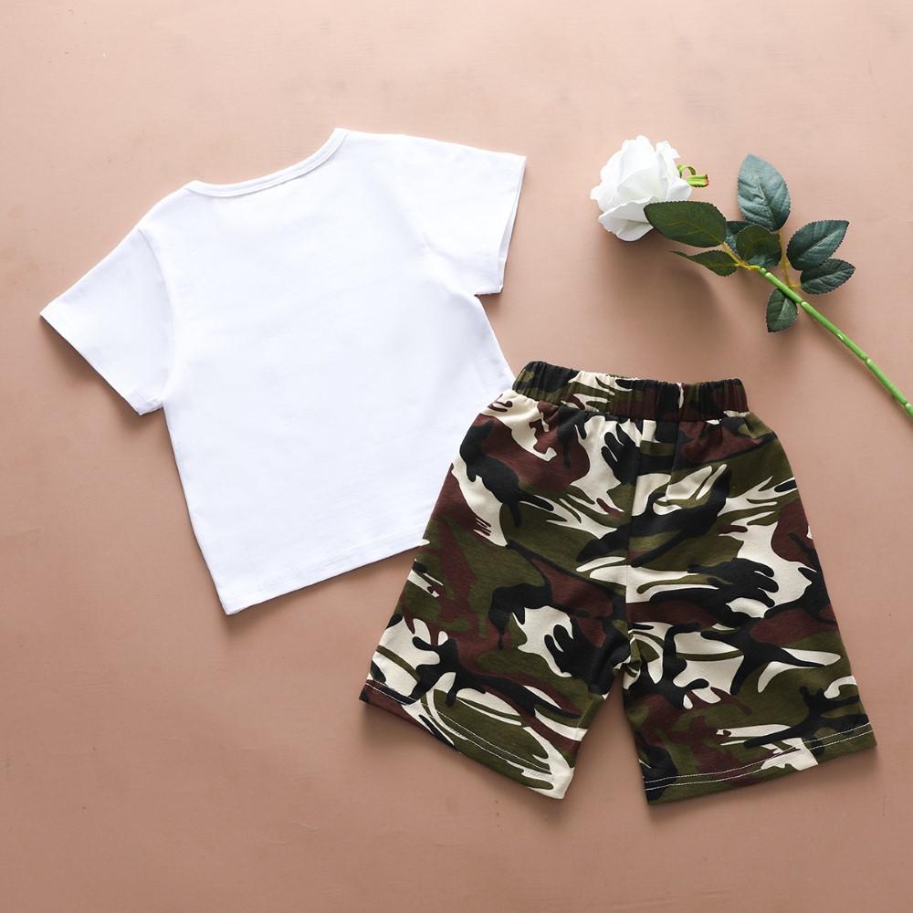 Boys Summer Boys' Casual Letter Printed Short Sleeve T-Shirt & Camouflage Shorts Buy Childrens Clothes Wholesale
