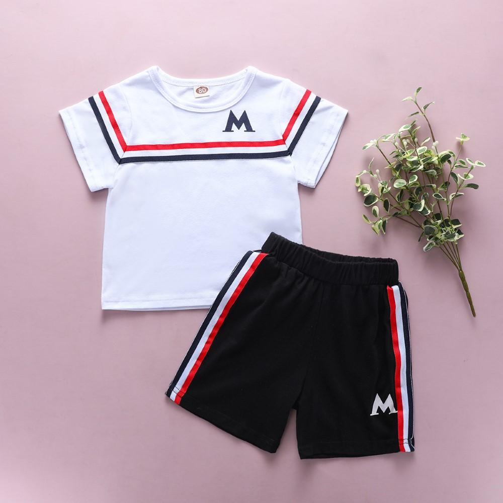 Boys Summer Boys' Casual Letter Printed Short Sleeve T-Shirt & Shorts Boy Summer Outfits