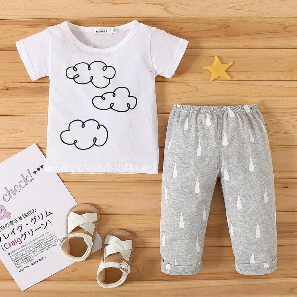 Boys Summer Boys' Cloud Print Short Sleeve T-Shirt & Shorts Wholesale Kidswear