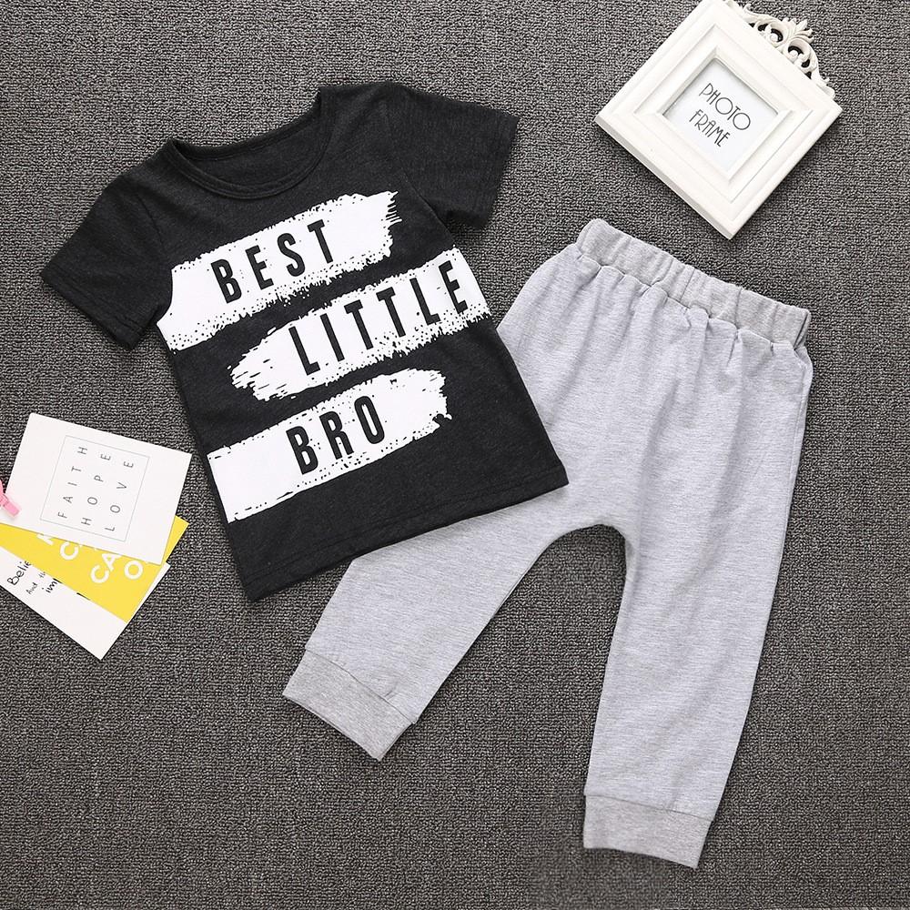 Boys Summer Boys' Letter Printed Round Neck Short Sleeve T-Shirt & Pants Kids Clothing Suppliers