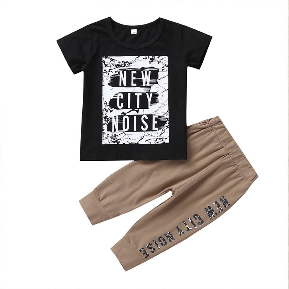 Boys Summer Boys' Letter Printed Round Neck Short Sleeve T-Shirt & Pants Wholesale Boys Clothes