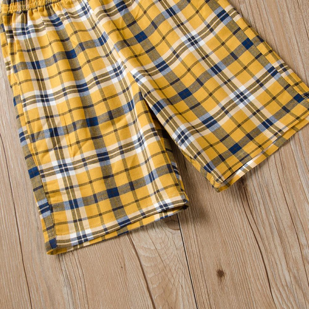 Boys Summer Boys' Letter Printed Round Neck Short Sleeve T-Shirt & Plaid Shorts Boy Summer Outfits
