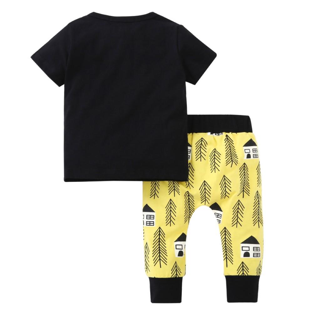 Boys Summer Boys' Letter Printed Round Neck Short Sleeve T-Shirt & Trousers Wholesale Boy Clothes