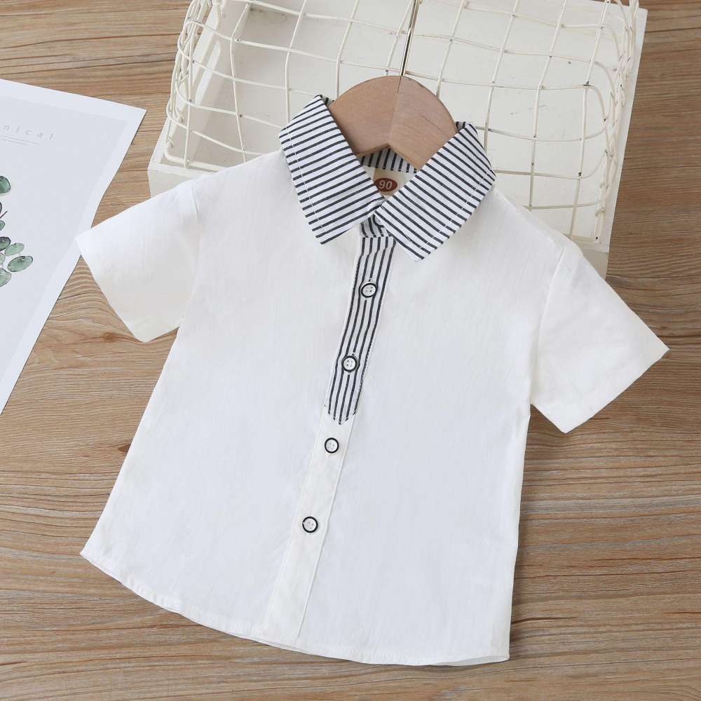 Boys Summer Boys' Solid Lapel Short Sleeve Shirt & Shorts  Wholesale Kidswear