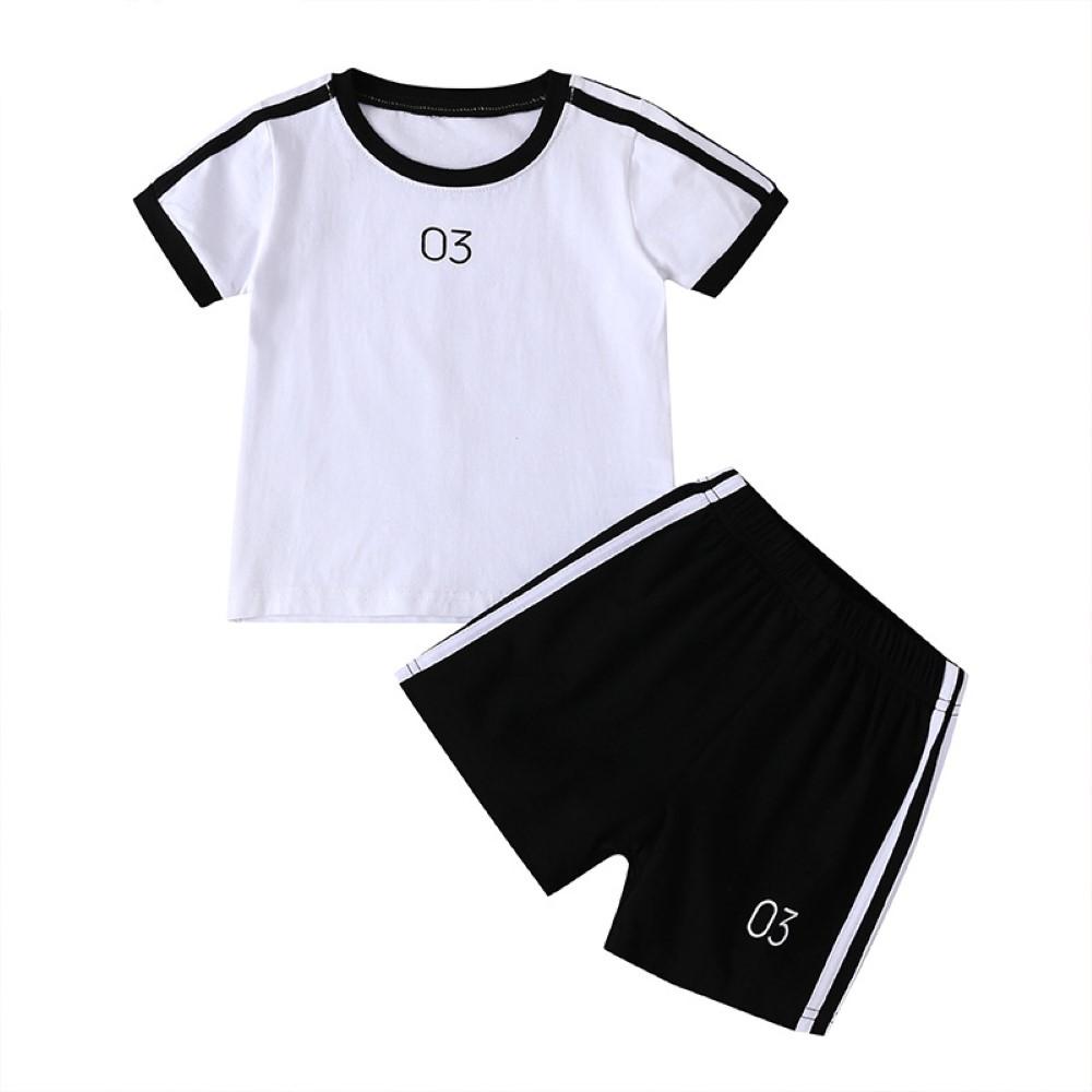 Boys Summer Boys' Solid Round Neck Short Sleeve T-Shirt & Shorts Wholesale Boy Clothing