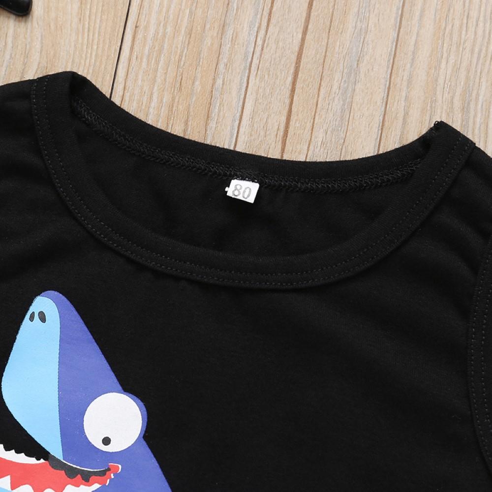 Boys Summer Boys' cartoon shark print sleeveless vest & Shorts Boy Clothes Wholesale
