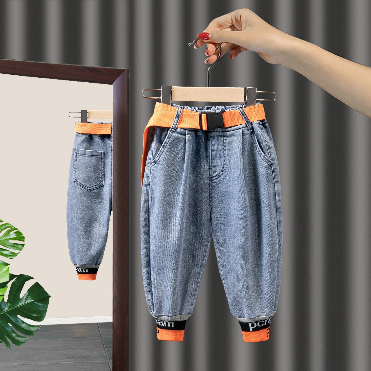 Boys' Trousers Threaded Leg Casual Denim Trousers Wholesale Childrens Clothing