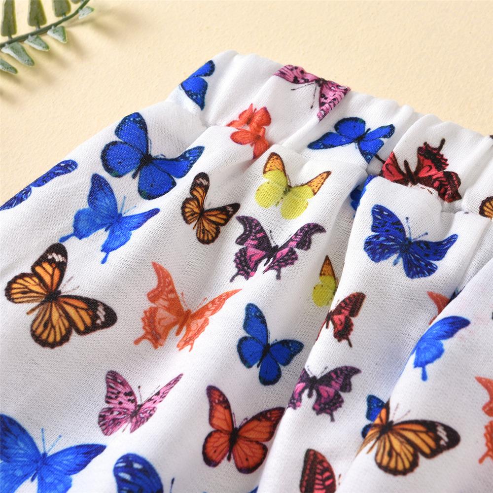 Girls Butterfly Cartoon Printed Casual Trousers Wholesale Childrens Clothing Suppliers