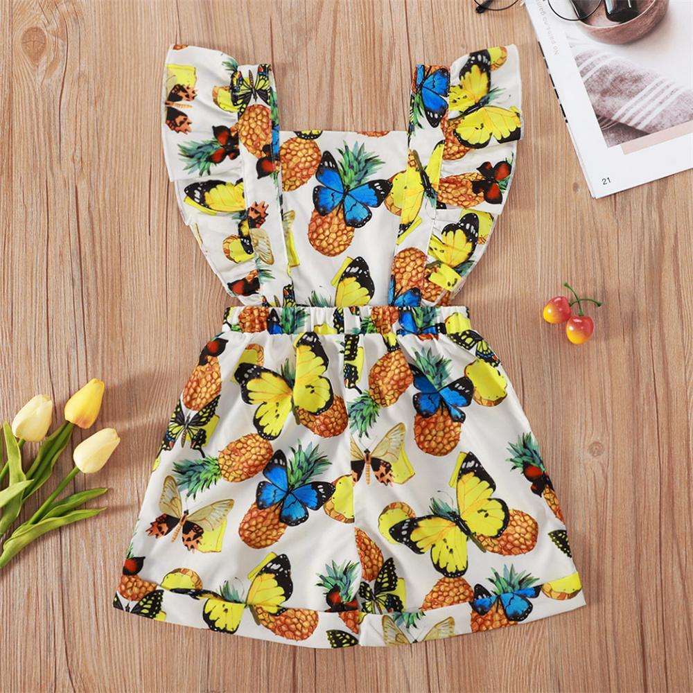 Girls Butterfly Leaves Printed Flying Sleeve Jumpsuit children clothing vendors