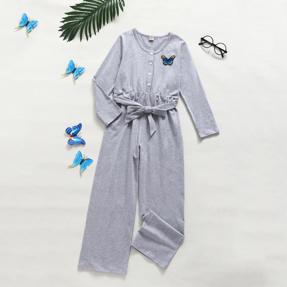 Girls Butterfly Long Sleeve Jumpsuit trendy kids wholesale clothing