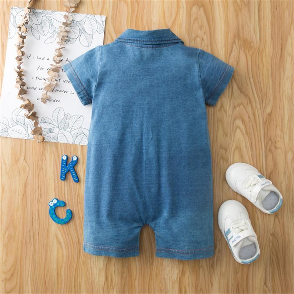 Baby Unisex Button Cardigan Short Sleeve Color Contrast Romper Wholesale Baby Clothes