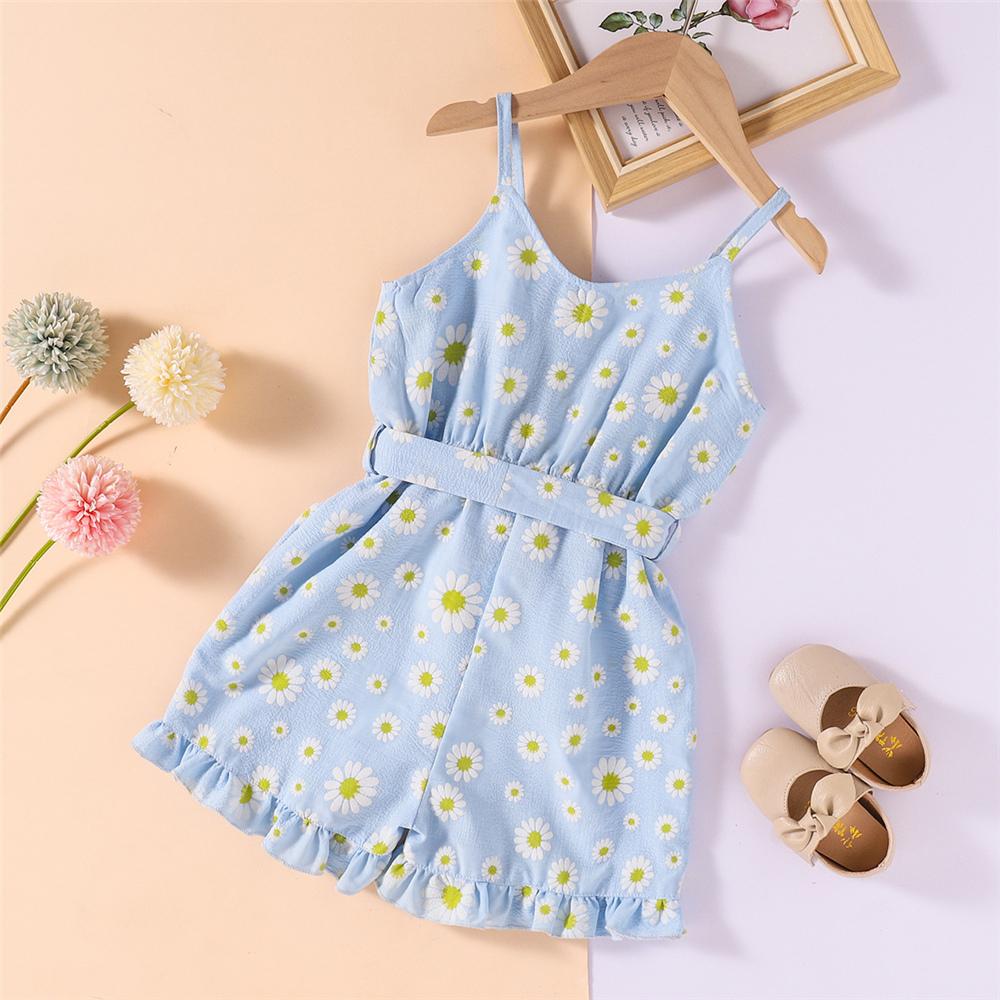 Girls Button Floral Printed Suspender Jumpsuit Toddler Girls Wholesale